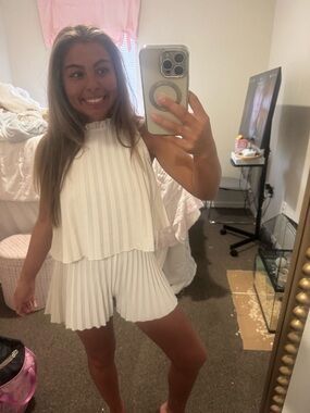 White Pleated Romper